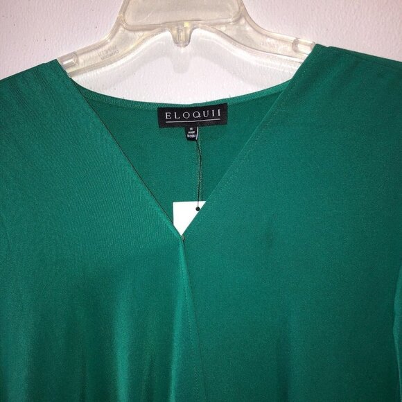 Eloquii Womens Size 28 Emerald Green Long Sleeve V Neck Blouse Shirt Top - Picture 8 of 12
